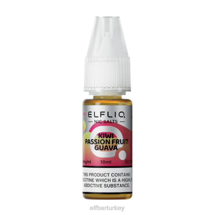 VVZ4209 elfbar elfliq kivi çarkıfelek meyvesi guava nic tuzları - 10ml-10 mg/ml klasik