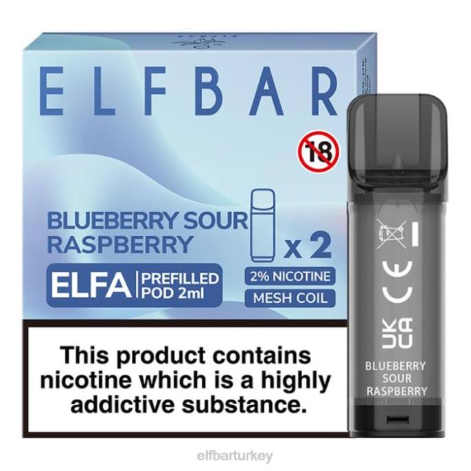 VVZ4114 elfbar elfa önceden doldurulmuş kapsül - 2ml - 20mg (2 paket) yaban mersini ekşi ahududu