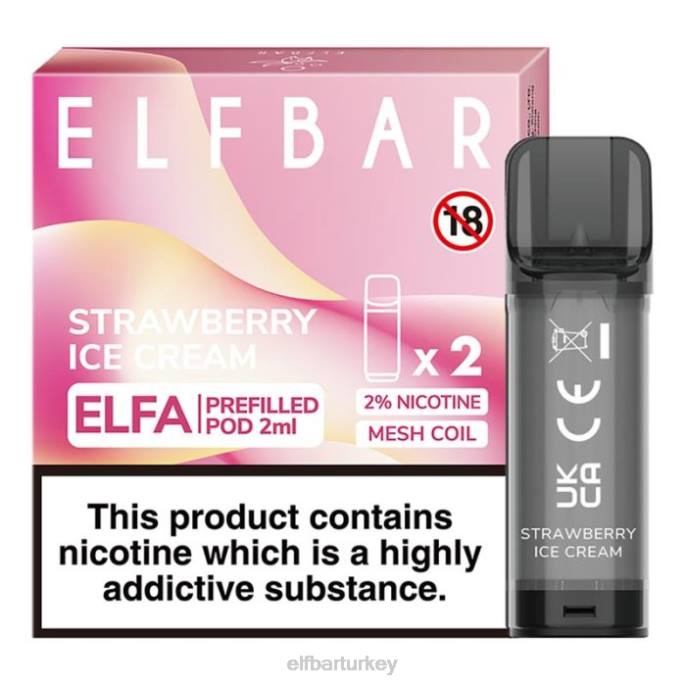 VVZ4115 elfbar elfa önceden doldurulmuş kapsül - 2ml - 20mg (2 paket) Çilekli dondurma