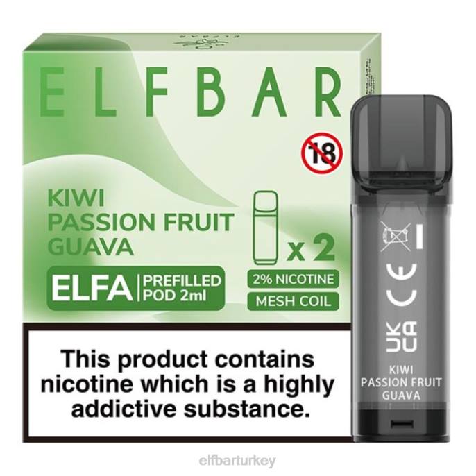 VVZ4117 elfbar elfa önceden doldurulmuş kapsül - 2ml - 20mg (2 paket) kivi çarkıfelek meyvesi guava