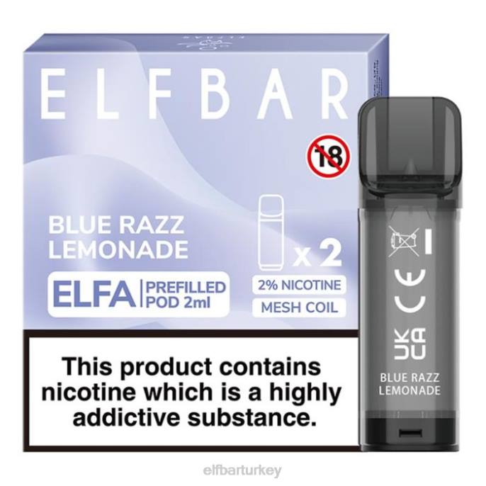 VVZ4119 elfbar elfa önceden doldurulmuş kapsül - 2ml - 20mg (2 paket) mavi razz limonata