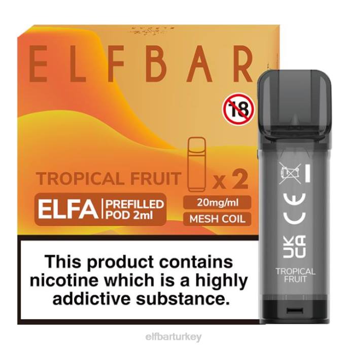 VVZ4120 elfbar elfa önceden doldurulmuş kapsül - 2ml - 20mg (2 paket) tropikal meyve