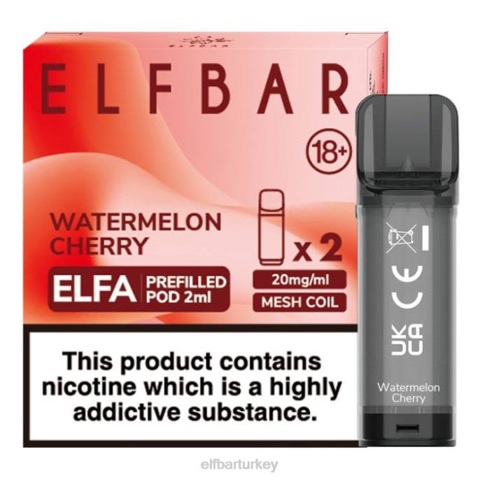 VVZ4121 elfbar elfa önceden doldurulmuş kapsül - 2ml - 20mg (2 paket) karpuz kiraz
