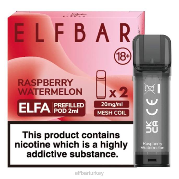 VVZ4122 elfbar elfa önceden doldurulmuş kapsül - 2ml - 20mg (2 paket) ahududu karpuz
