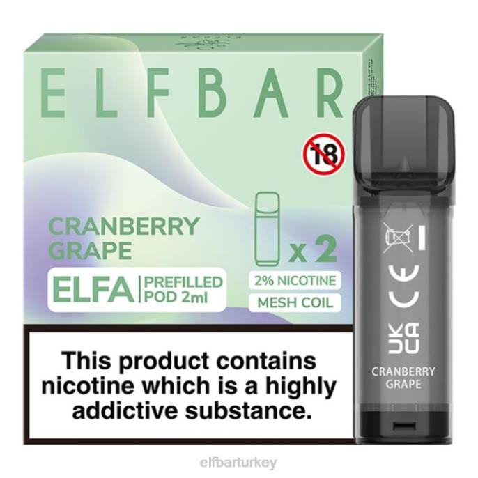 VVZ4127 elfbar elfa önceden doldurulmuş kapsül - 2ml - 20mg (2 paket) kızılcık üzümü