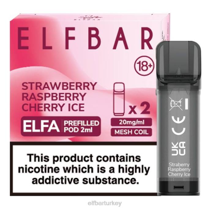VVZ4129 elfbar elfa önceden doldurulmuş kapsül - 2ml - 20mg (2 paket) çilek ahududu kiraz buz