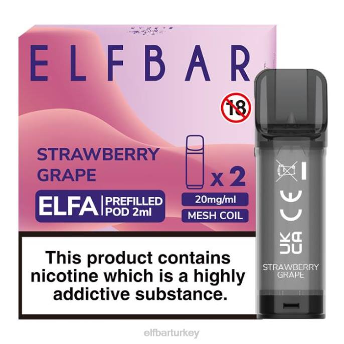 VVZ4130 elfbar elfa önceden doldurulmuş kapsül - 2ml - 20mg (2 paket) çilek üzüm