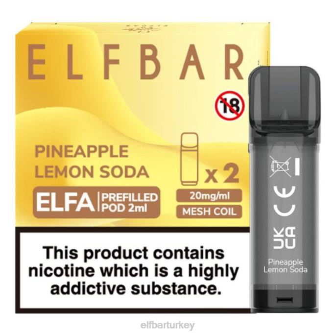 VVZ4134 elfbar elfa önceden doldurulmuş kapsül - 2ml - 20mg (2 paket) ananaslı limonlu soda