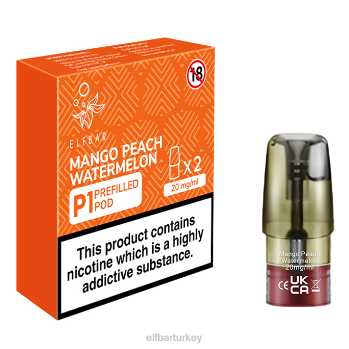 VVZ4158 elfbar mate 500 p1 önceden doldurulmuş kapsüller - 20mg (2 paket) mango şeftali karpuz klasik
