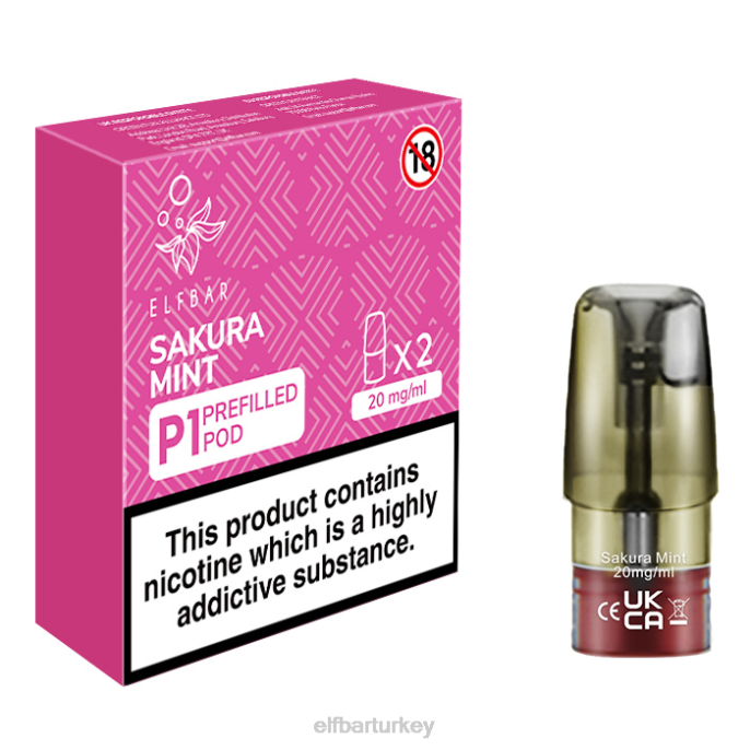 VVZ4167 elfbar mate 500 p1 önceden doldurulmuş kapsüller - 20mg (2 paket) sakura nane klasik