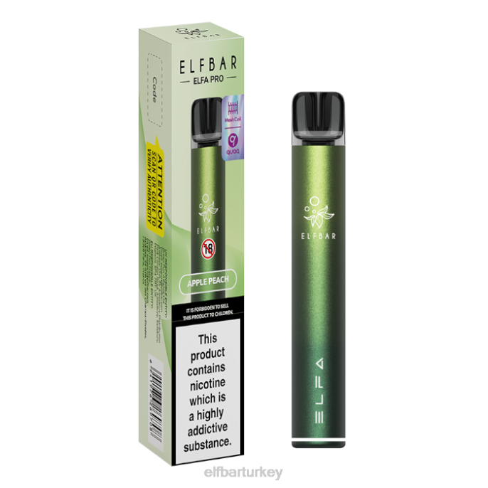 VVZ473 elfbar elfa pro pod kiti - şarj edilebilir aurora green + elma şeftali önceden doldurulmuş kapsül