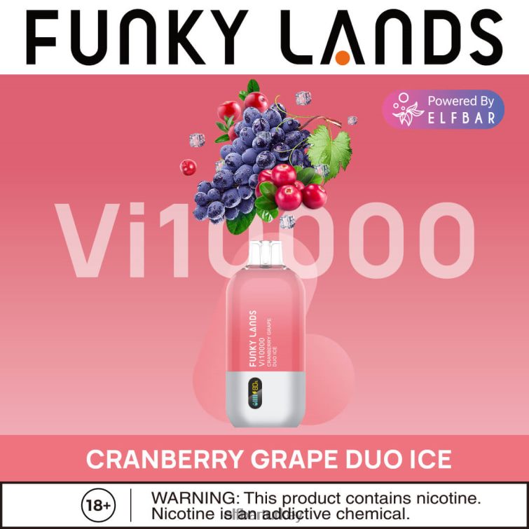 ELFBAR funkylands tek kullanımlık vape vi10000 ponponları TLB008165 kızılcık üzüm ikilisi buz