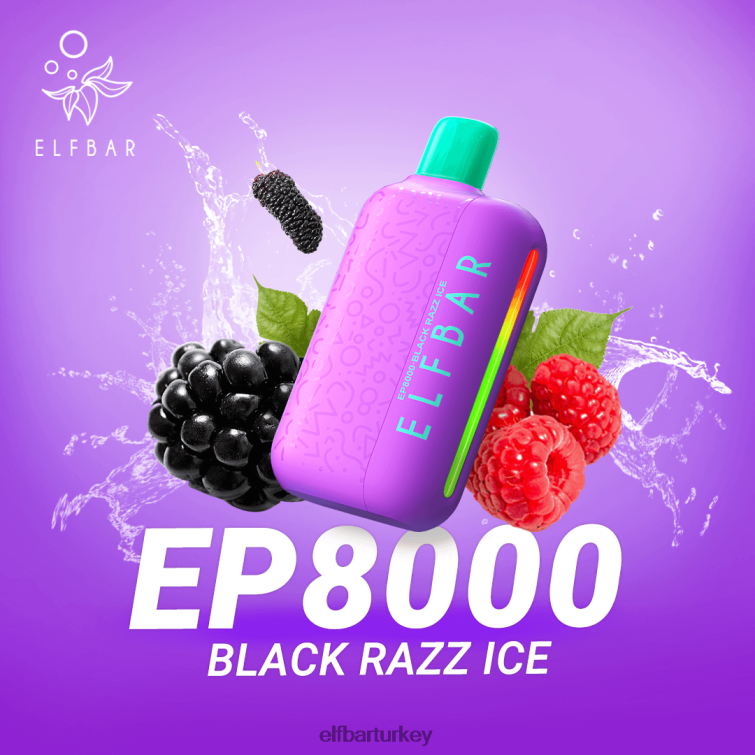 ELFBAR tek kullanımlık vape yeni ep8000 ponponları TLB00870 siyah razz buz