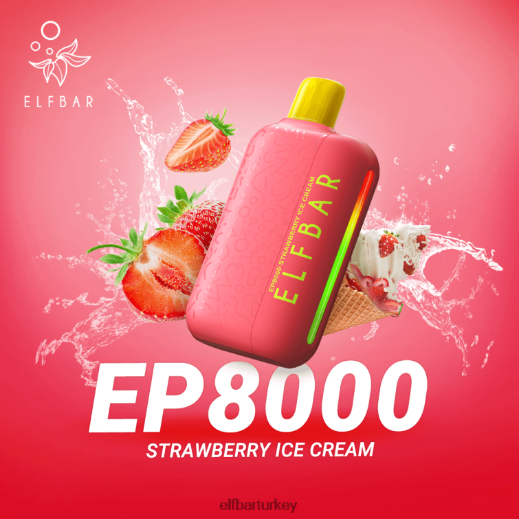 ELFBAR tek kullanımlık vape yeni ep8000 ponponları TLB00875 Çilekli dondurma