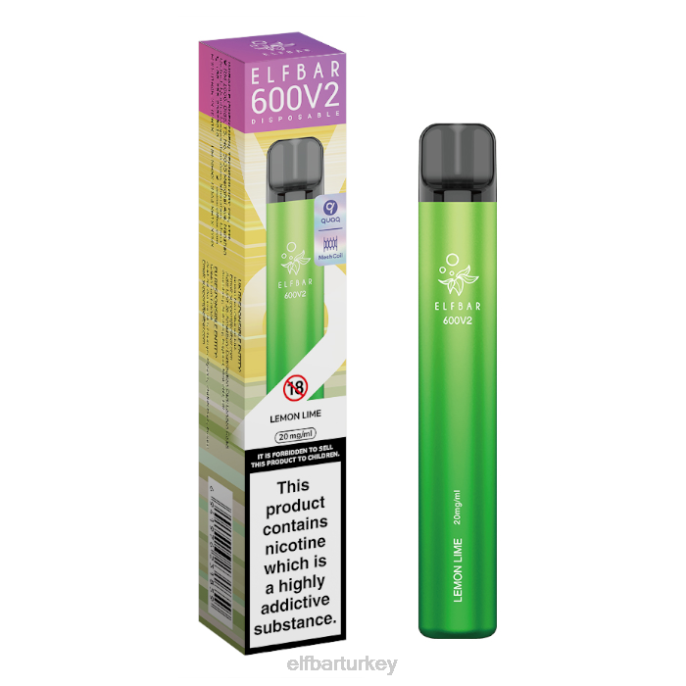VVZ415 elfbar 600v2 tek kullanımlık elektronik sigara - 20 mg limon dilimi