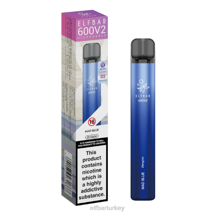 VVZ420 elfbar 600v2 tek kullanımlık elektronik sigara - 20 mg deli mavi