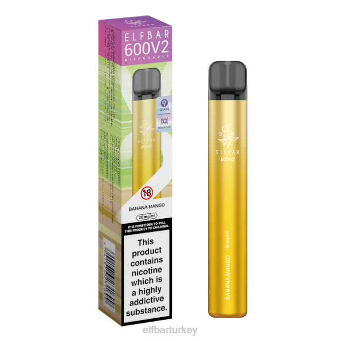 VVZ422 elfbar 600v2 tek kullanımlık elektronik sigara - 20 mg muz mango