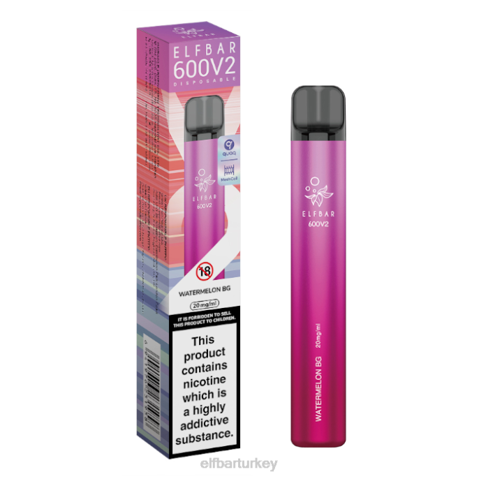 VVZ427 elfbar 600v2 tek kullanımlık elektronik sigara - 20 mg karpuz bg