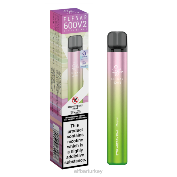 VVZ43 elfbar 600v2 tek kullanımlık elektronik sigara - 20 mg çilek kivi
