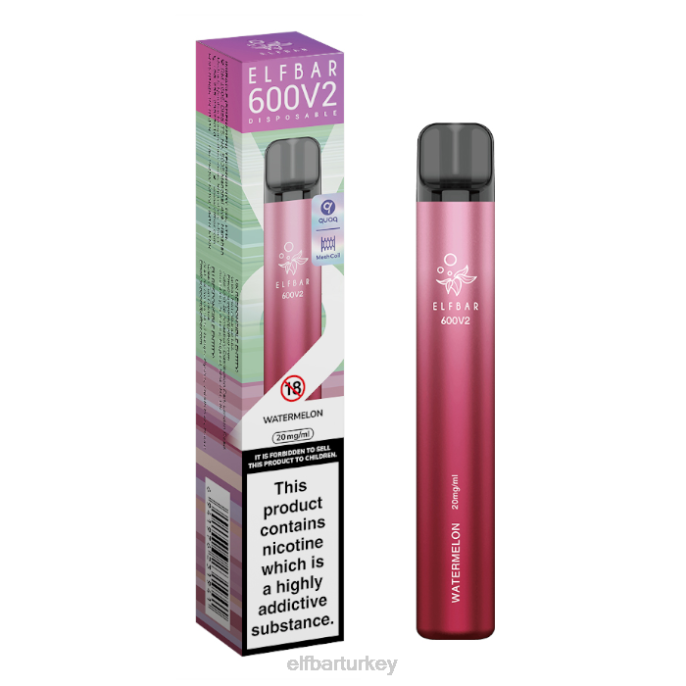 VVZ44 elfbar 600v2 tek kullanımlık elektronik sigara - 20 mg karpuz