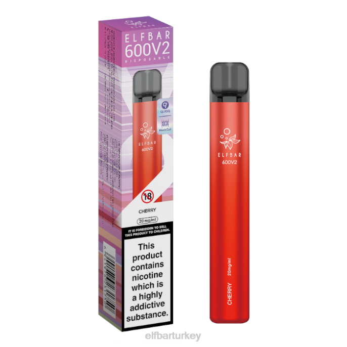 VVZ45 elfbar 600v2 tek kullanımlık elektronik sigara - 20 mg Kiraz